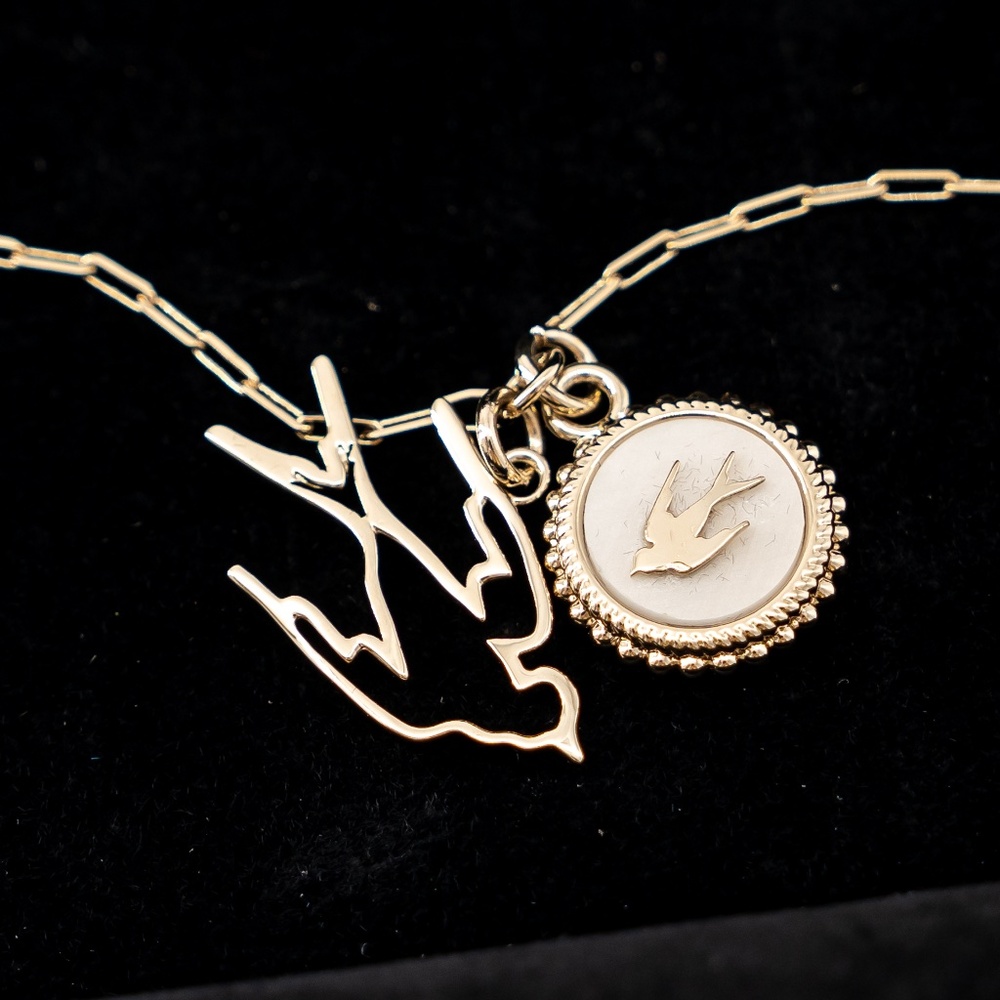 Alexander McQueen MCQ Logo Charm Chain Bracelet Bird Gold color